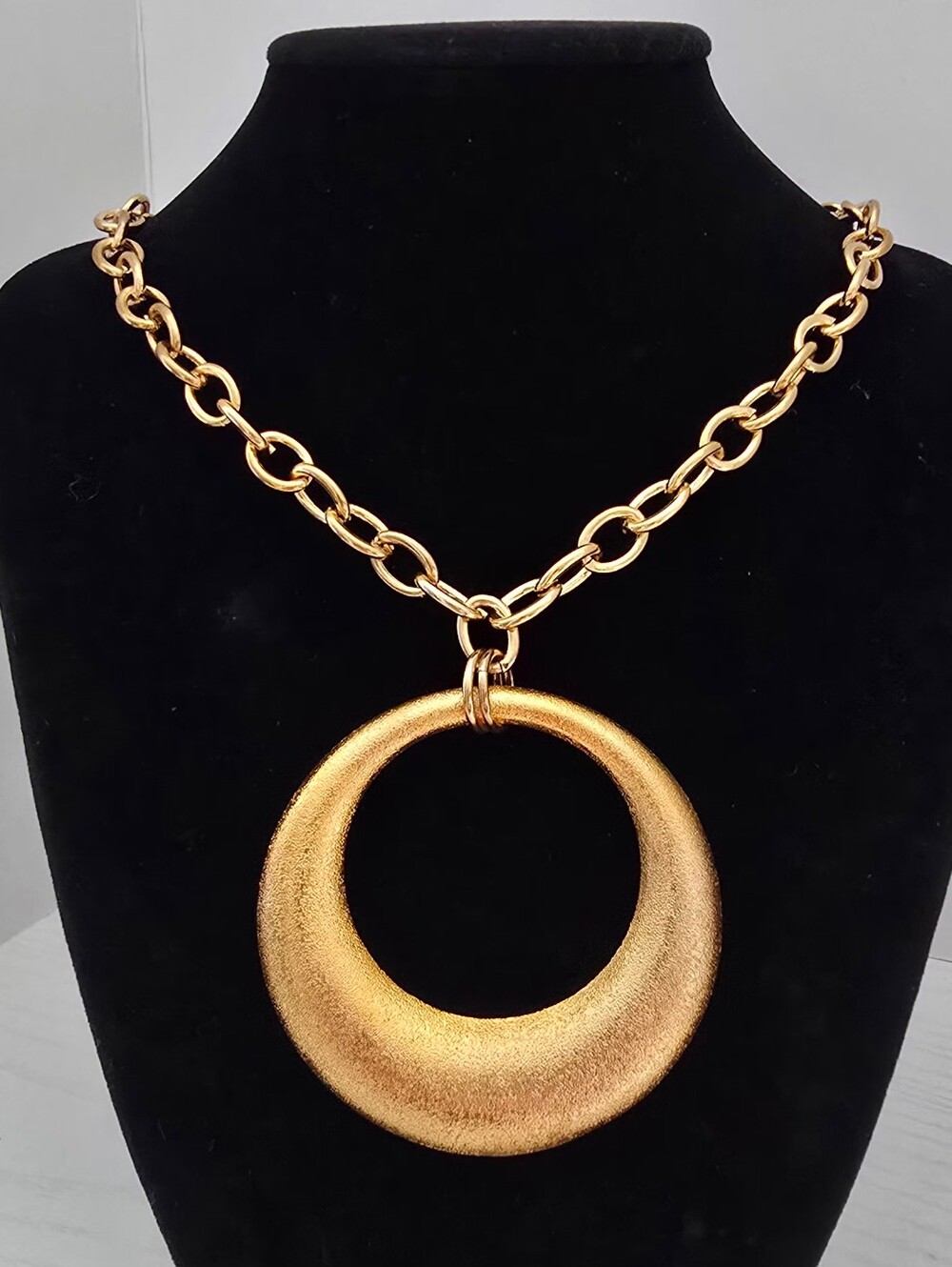 Bebe - Gold Statement Circle Pendant Necklace - Women Jewelry
